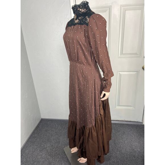 Vintage 60's Formal Women's Dress Embroidered Victorian Floral Maxi H18 - Picture 3 of 7